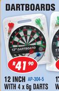 Dartboard 12" With 4x6g Darts AP-304-5