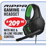 Rippa Gaming Headset With Mic & In-Line Volume Control X12