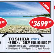 Toshiba 43 Inch/109cm Full HD DLED TV 43S270EV
