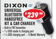 Dixon Universal Bluetooth Handsfree Kit & Car Charger C27