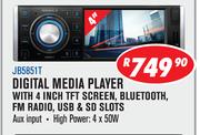 Jebson Digital Media Player With 4 Inch TFT Screen/Bluetooth/FM Radio USB & SD Slots