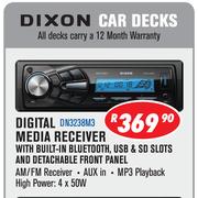 Dixon Car Decks Digital Media Receiver With Built-In Bluetooth/USB & SD Slots & Detachable Front Pan