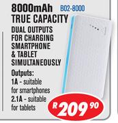 Dixon Power Banks 8000mAh True Capacity Dual Outputs For Charging Smartphone & Tablet Simultaneously