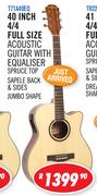 Sanchez Classical & Acoustic Guitars & Ukuleles 40” 4/4 Full Size Acoustic Guitar With Equaliser T71