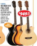 Sanchez Classical & Acoustic Guitars&Ukuleles 40” 4/4 Full Size Acoustic Guitar With Equaliser-Each