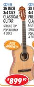 Sanchez Classical & Acoustic Guitars & Ukuleles 36” 3/4 Size Classical Guitar CG31-36