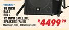 DXN Pro 18 Inch Bass Bin + 12 Inch Satellite Speakers (Pair) VX1400BT