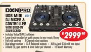 DXN Pro USB Midi DJ Mixer & Controller With Built In Soundcard MIDI-7