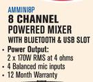 Dixon 8 Channel Powered Mixer With Bluetooth & USB Slot AMMINI8P