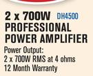 DXN Pro 2 x 700W Professional Power Amplifier DH4500