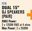 DXN Pro Dual 15" DJ Speakers (Pair) F215