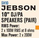Jebson 10" DJ/PA Speakers (Pair) SH10