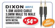 Dixon 1.5m Audio Cable 3.5mm Male To Male Braided Cable With Metal Connectors AUX1/1.5