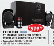 Dixon 2.1 Channel Multimedia Speaker System With Subwoofer & 2 Speakers DN3108DF