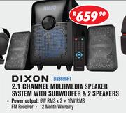 Dixon 2.1 Channel Multimedia Speaker System With Subwoofer & 2 Speakers DN3696FT