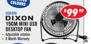 Dixon 15cm Mini USB Desktop Fan USB/819