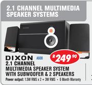 Dixon 2.1 Channel Multimedia Speaker System With Subwoofer & 2 Speakers A600