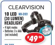 Clearvision 10 LED 30 Lumen Headlight MX-D101