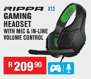 Rippa Gaming Headset With Mic & In Line Volume Control X12