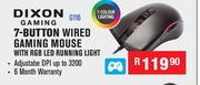 Dixon Gaming 7 Button Wired Gaming Mouse With RGB LED Running Light G116