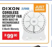 Dixon Cordless Desktop Fan With Built In Rechargeable Battery ZLF0400