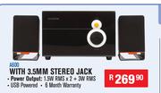 Dixon 2.1 Ch Multimedia Speaker Systems With Subwoofer & 2 Speakers A600