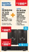 Jebson 10" DJ/PA Speakers + Dixon Integrated Stereo Amplifier With Bluetooth, USB, SD Slots Combo