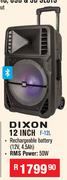 Dixon 12 Inch Portable Trolley Speakers With Integrated Handle & Wheels F-12L