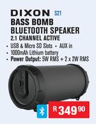 Dixon Bass Bomb Bluetooth Speaker 2.1 Channel Active S21