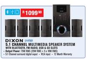 Dixon 5.1 Channel Multimedia Sppeaker System With Bluetooth, FM Radio, USB & SD Slots LY-HT601