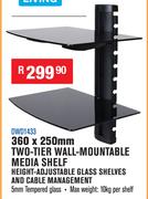 360 x 250mm Two Tier Wall Mountable Media Shelf DWD1433