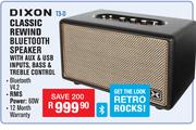 Dixon Classic Rewind Bluetooth Speaker With Aux & USB Inputs, Bass & Treble Control T3-D