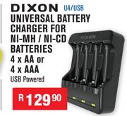 Dixon Universal Battery Charger For NI-MH/Ni-CD Batteries 4 x AA Or 4 x AAA 