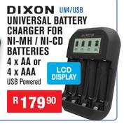 Dixon Universal Battery Charger For NI-MH/NI-CD Batteries 4 x AA Or 4 x AAA UN4/USB