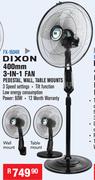  Dixon 400mm 3-In-1 Fan Pedestal, Wall, Table Mounts-FX1604R