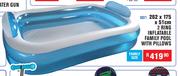 262 x 175 x 51cm 2 Ring Inflatable Family Pool With Pillows 10071