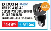 Dixon USB PD & QC 3.0 Super Fast Dual Output In Car Charger UP-528AT