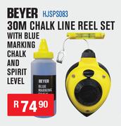 Beyer 30M Chalk Line Reel Set With Blue Marking Chalk & Spirit Level HJSPS083