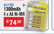 Dixon Rechargeable Batteries 1300 Mah 4 x AA Ni-MH AA/1300