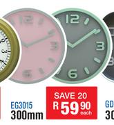 Assorted Wall Clocks EG3015-300mm Each