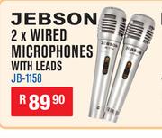 Jebson 2 X Wired Microphones With Leads JB-1158