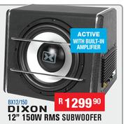 Dixon 12" 150W RMS Subwoofer Active With Built In Amplifier BX12/150