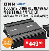 OHM 1300W 2 Channel Class AB Mosfet Car Amplifier WJE60.2