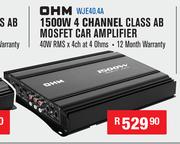 OHM 1500W 4 Channel Class AB Mosfet Car Amplifier WJE40.4A