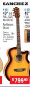 Sanchez Acoustic Guitar 40" 4/4 Full Size Acoustic Auditorium Shape K-401