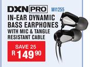 DXN PRO In Ear Dynamic Bass Earphones With Mic And Tangle Resistant Cable M1255