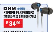 OHM Stereo Earphones Tangle Free Braided Cable OHM550