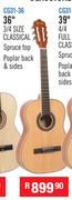 Sanchez Classical Guitar 36" 3/4 Size Classical Spruce Top, Poplar Back And Sides CG31-36
