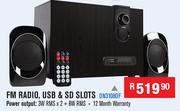 Dixon Multimedia Speaker System With Subwoofer FM Radio, USB & SD Slots DN3108DF 