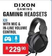 Dixon Gaming Headsets With Mic & In-Line Volume Control X28